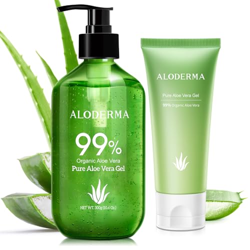 Aloderma Body Lotion Set - Intense Hydration, USDA Organic, Revitalizes Skin - 300g & 2x114g