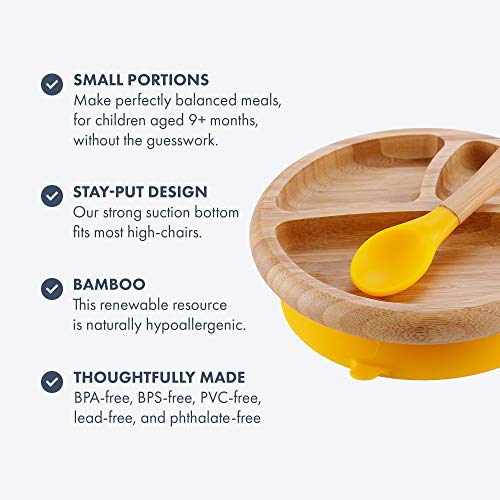 Avanchy Bamboo Baby Plate & Silicone Cup - Safe Feeding, Portion Control, 8oz Cup with Straw - Image 2