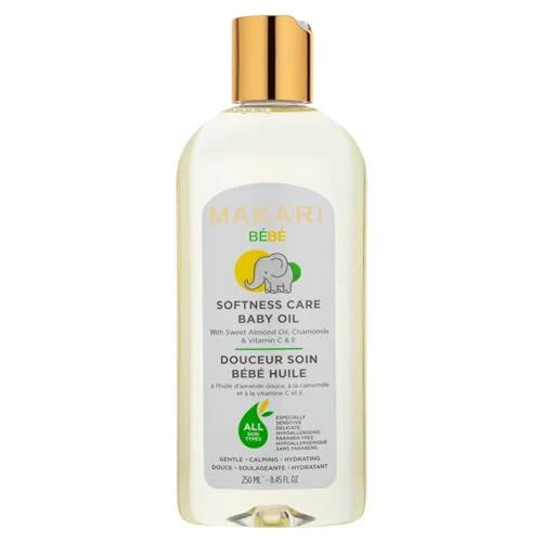 Makari Baby Massage Oil - Nourishing Sweet Almond & Chamomile for Sensitive Skin - 8oz