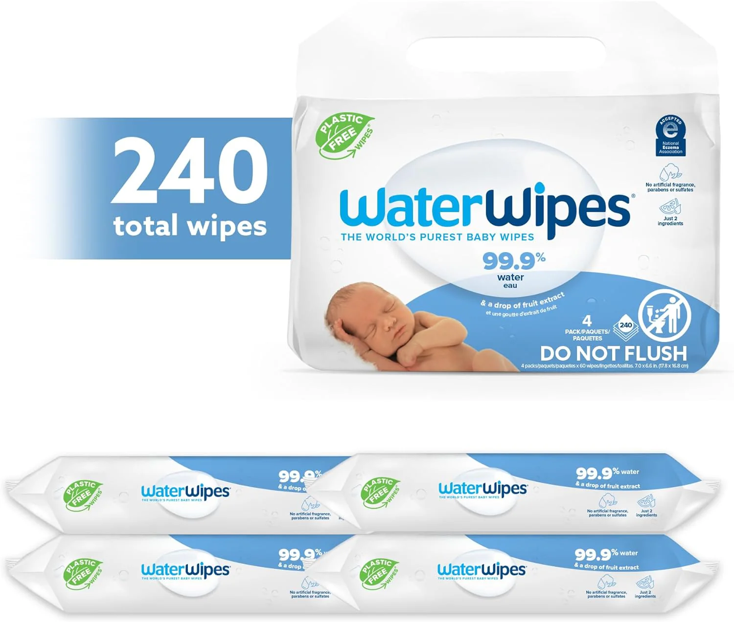 WaterWipes Baby Wipes - 99.9% Purified Water, Hypoallergenic for Sensitive Skin - 300 Count - Image 7