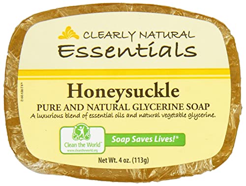 Clearly Natural Bar Soap - Moisturizing Honeysuckle Scent, Gentle & Chemical-Free - 4oz, 3 pk