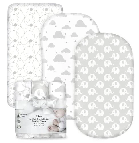 Cambria Baby Organic Cotton Crib Sheets - Soft, Durable, Non-Toxic, Certified - 3 Pack