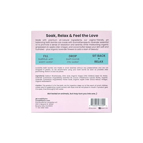 Lovability Bath Bombs - Moisturizing Lavender Bliss, pH Balanced for Sensitive Skin - 4 Count - Image 4