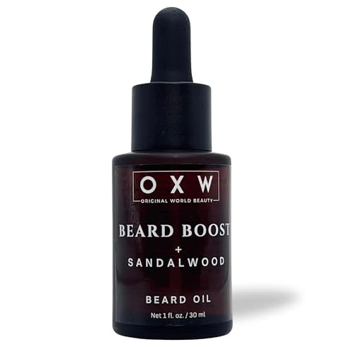 Beard Boost Oil for Men - Nourishing Castor & Jojoba Blend, Softens & Conditions - Sandalwood Scent