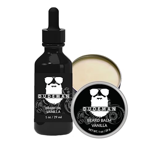DUDEMAN Vanilla Beard Oil & Balm - All-Natural Conditioning for Softer, Smoother Beards - 2oz