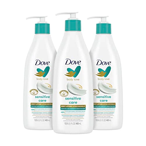 Dove Body Love Sensitive Care Lotion - 48H Moisture, Hypoallergenic, Ceramide Serum - 3 Pack, 13.5oz