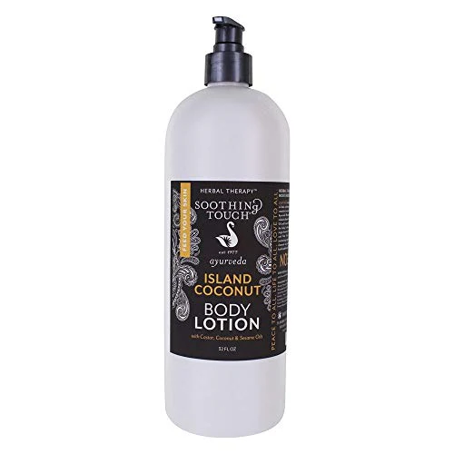 Soothing Touch Body Lotion - Nourishing Dry Skin with Ayurvedic Oils, Island Coconut - 32 oz
