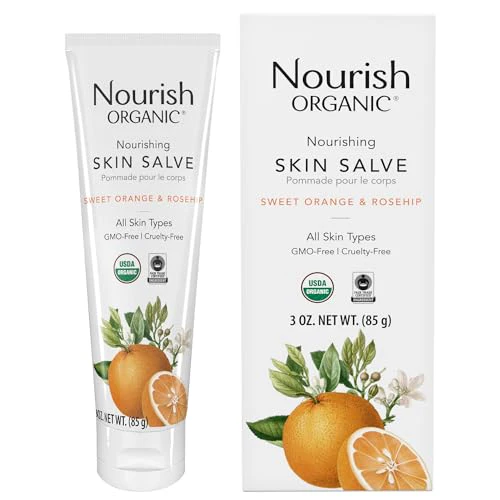 Nourish Organic Skin Salve - Nourishing Body Lotion with Organic Oils & Cotton Round - 3.7 Oz
