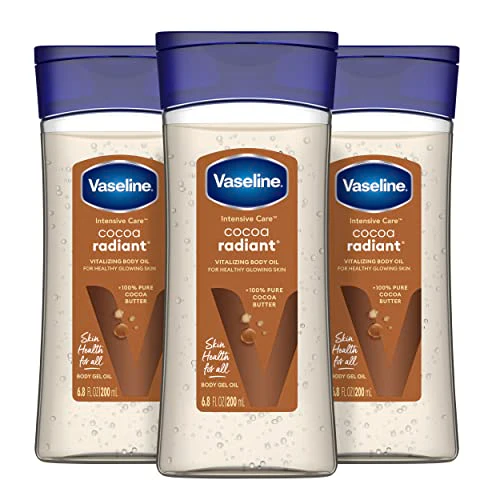 Vaseline Body Oil - Hydrating Cocoa Butter Formula for Glowing Skin - 3 Count, 6.8oz Each