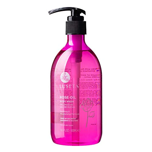 Luseta Rose Oil Body Wash - Deep Moisturizer, Gentle Cleanser, Gluten & Paraben Free - 16.9oz