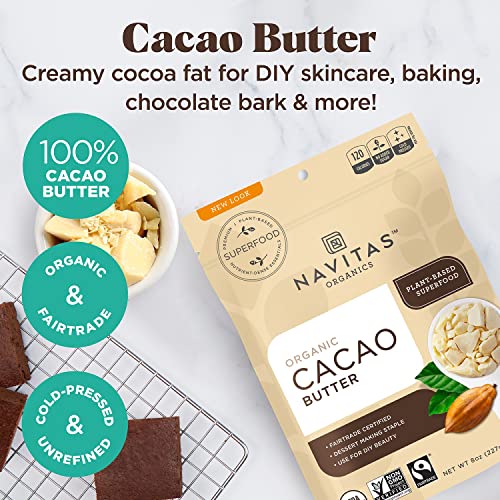 Navitas Organics Cacao Butter - Nourishing Moisturizer, Organic & Fair Trade - 8oz - Image 6
