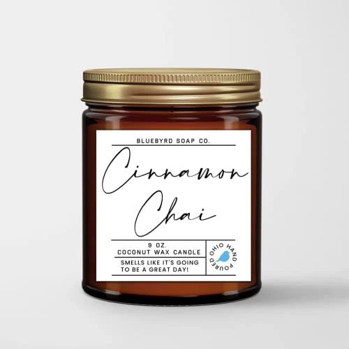 Bluebyrd Soap Co. Cinnamon Chai Candle - Inviting Aroma, Long-Lasting Coconut Wax - 9oz