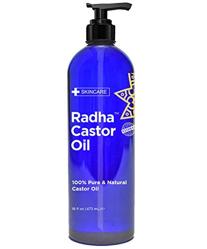 Radha Beauty Castor Oil - Stimulates Hair, Lash & Brow Growth, 100% Pure & Cold Pressed - 16oz