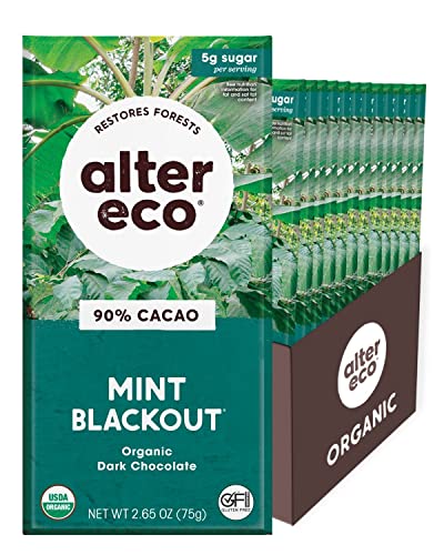 Alter Eco Dark Chocolate Bars - 90% Pure Cocoa, Fair Trade, Organic, Mint Flavor - 12-Pack - Image 3