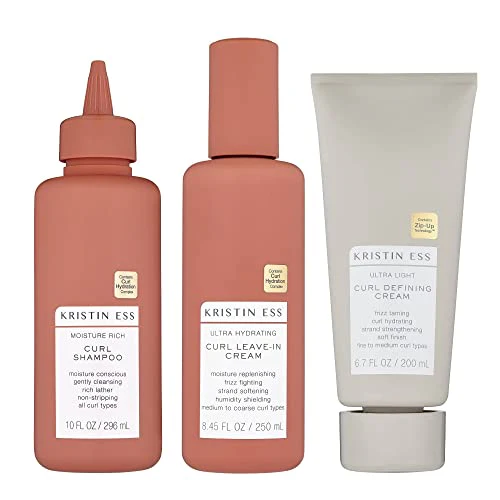 Kristin Ess Bouncy Curls Hair Care Set - Moisturizing Shampoo & Leave-In Conditioner - 3pc