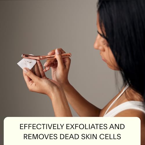 Leaf Shave Dermaplaner Kit - Exfoliates Skin, Plastic-Free Metal Razor with 12 Refills - Rose Gold - Image 4