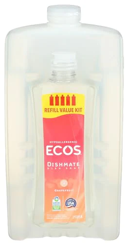 ECOS® Dishmate Liquid Soap - Hypoallergenic, Grease-Cutting, Vegan - Grapefruit, 80 oz