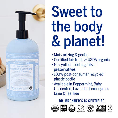 Dr. Bronner's Baby Unscented Soap Set - Biodegradable, Vegan, Cruelty-Free - 24oz Sugar Soap & More - Image 3