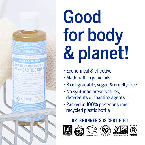 Dr. Bronner's Baby Unscented Soap Set - Biodegradable, Vegan, Cruelty-Free - 24oz Sugar Soap & More - Image 5
