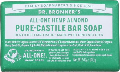 DR. BRONNER's All-One Hemp Almond Bar Soap - Luxurious Lather, Organic Ingredients - 5 oz - Image 2