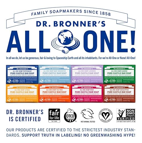 DR. BRONNER's All-One Hemp Almond Bar Soap - Luxurious Lather, Organic Ingredients - 5 oz - Image 8