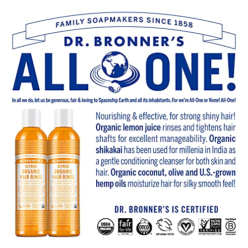 Dr. Bronner's Organic Hair Rinse - Nourishing Citrus Conditioner, Fair Trade Ingredients - 8oz - Image 5