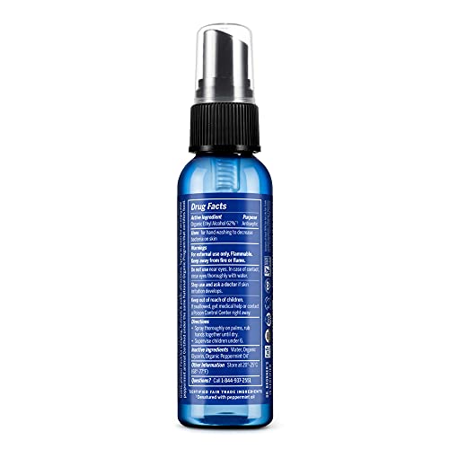 Dr. Bronner's Hand Sanitizer Spray - USDA Organic, Moisturizing & Effective, Peppermint - 2oz 2-Pack - Image 2
