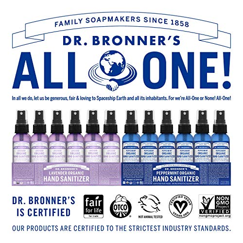 Dr. Bronner's Hand Sanitizer Spray - USDA Organic, Moisturizing & Effective, Peppermint - 2oz 2-Pack - Image 7