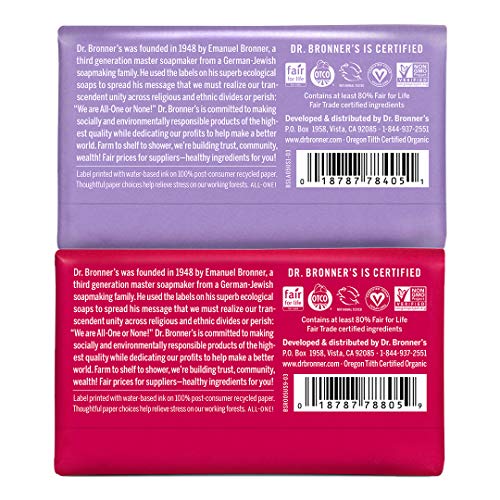 Dr. Bronner's Body Soap - Gentle Organic Oils, Vegan & Cruelty-Free, Lavender & Rose - 2-Pack - Image 2