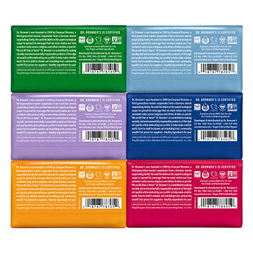 Dr. Bronner's Pure-Castile Bar Soap Variety Pack - Organic Oils, Vegan, 6 Scents - 5oz Each - Image 2