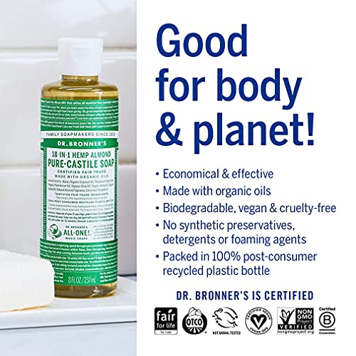 Dr. Bronner's Body Soap Variety Pack - Organic Oils, 18-in-1 Uses, 4 Scents - 32oz Total - Image 5