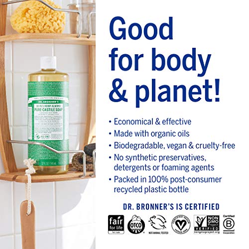 Dr. Bronner's Pure-Castile Liquid Soap - Organic Oils, Vegan, 18-in-1 Uses - Almond, 4oz - Image 4