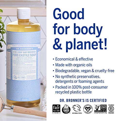 Dr. Bronner's Pure-Castile Liquid Soap - Organic & Fair Trade, For Sensitive Skin - 32oz - Image 3