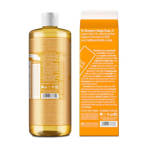 Dr. Bronner's Body Soap - Organic & Fair Trade, 18 Uses in 1, Citrus, 32 oz with Refill - Image 2