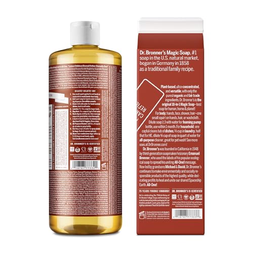 Dr. Bronner's Pure-Castile Liquid Soap - Organic, Non-GMO, Versatile Uses, 82% Less Plastic - 32oz - Image 2