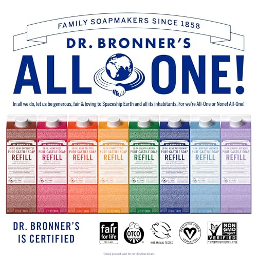 Dr. Bronner's Pure-Castile Liquid Soap - Organic, Non-GMO, Versatile Uses, 82% Less Plastic - 32oz - Image 6