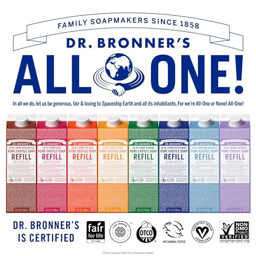 Dr. Bronner's Pure-Castile Liquid Soap - Organic, Vegan, Non-GMO, Refill Carton, 32oz - Image 6