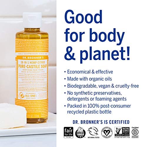 Dr. Bronner's Body Soap - Organic Oils, 18 Uses: Face, Body, Hair, Laundry - 8oz - Image 4