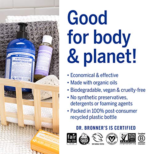 Dr. Bronner's Body Soap - Organic Oils, Fair Trade Ingredients, 18-in-1 Uses - Lavender, 4oz - Image 5