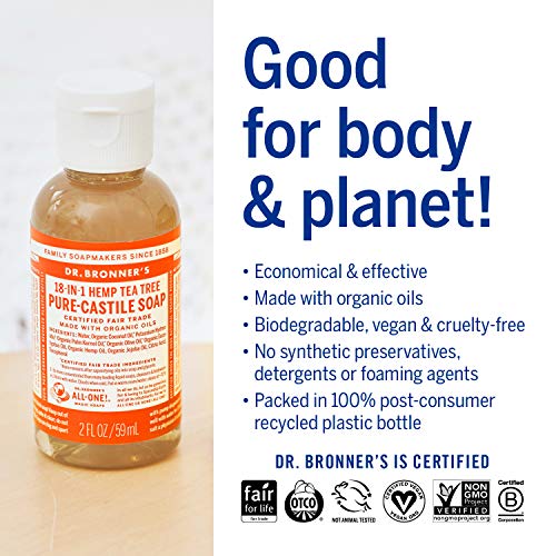 Dr. Bronner's Pure-Castile Liquid Soap - Organic Oils, Vegan, Multipurpose, 2oz - Image 4