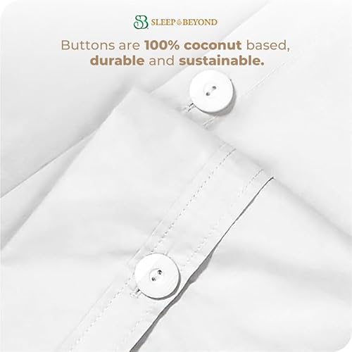 Sleep & Beyond Organic Cotton Duvet Cover Set - Breathable, Hypoallergenic, Ivory King 104x92 - Image 2