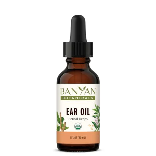 Banyan Botanicals Ear Oil - Nourishing Organic Herbal Drops with Ashwagandha & Garlic - 1 oz