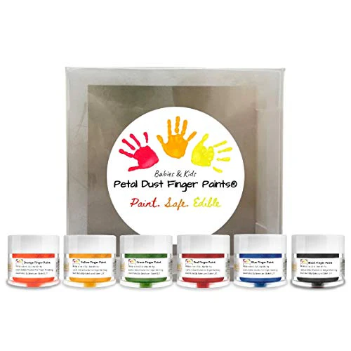 BAKELL Edible Finger Paint Set - Kosher, Vegan, Gluten Free, 100% Edible - 6 Colors, 4g Jars