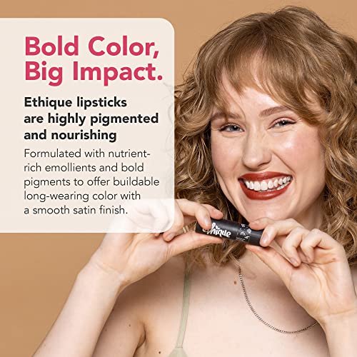 Ethique Dahlia Satin Matte Lipstick - Nourishing Terracotta Brown, Vegan, Cruelty-Free - 0.28 oz - Image 5