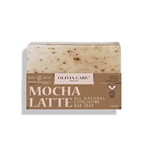 Olivia Care Exfoliating Bar Soap - Hydrates Skin, Rich in Antioxidants, 8oz Mocha Latte