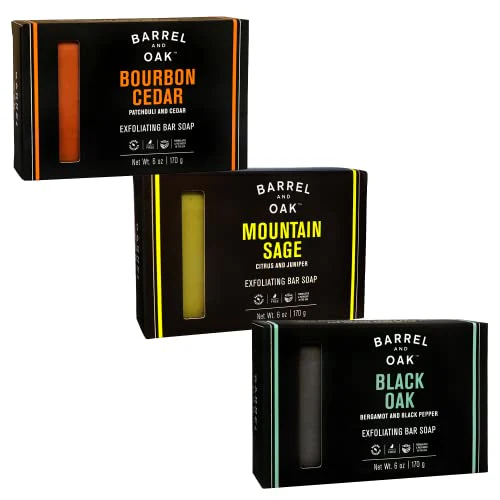 Olivina Men Exfoliating Bar Soap - Natural Scents, Cruelty-Free, Vegan - 3-Pack, 6oz Each