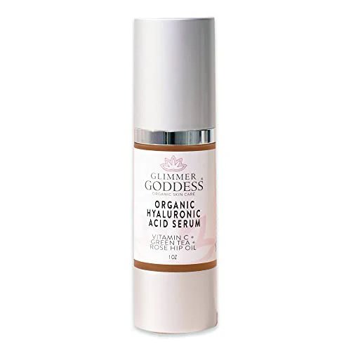 Glimmer Goddess Organic Face Serum - Reduces Fine Lines, Hydrates with Hyaluronic Acid - 1oz