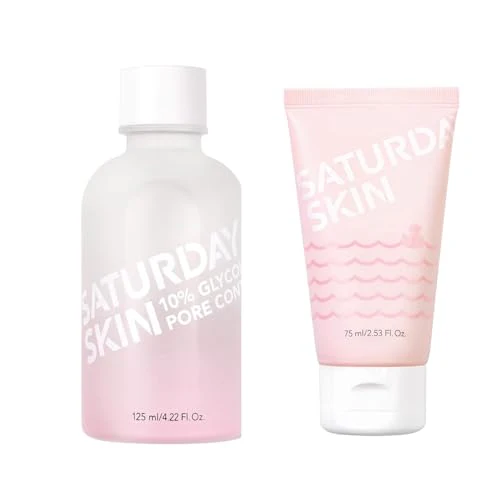 Saturday Skin Pore Clarifying Toner - Exfoliates & Minimizes Pores, Glycolic Acid & AHA - 6.7oz