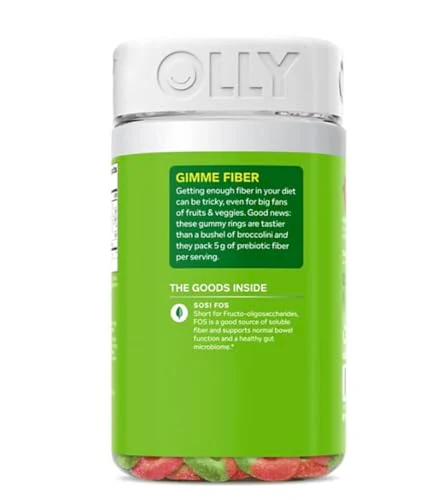 OLLY Fiber Gummy Rings - 5g Prebiotic Fiber for Digestive Health, Berry Melon Flavor - 60ct - Image 2