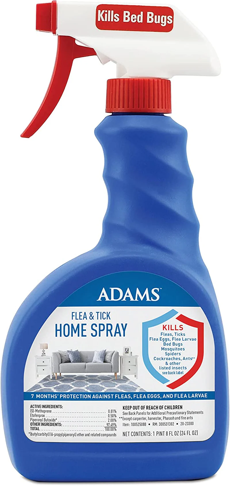 Adams Bug Repellent - Fast-Acting Flea & Tick Control, 7-Month Home Defense - 24 Fl Oz